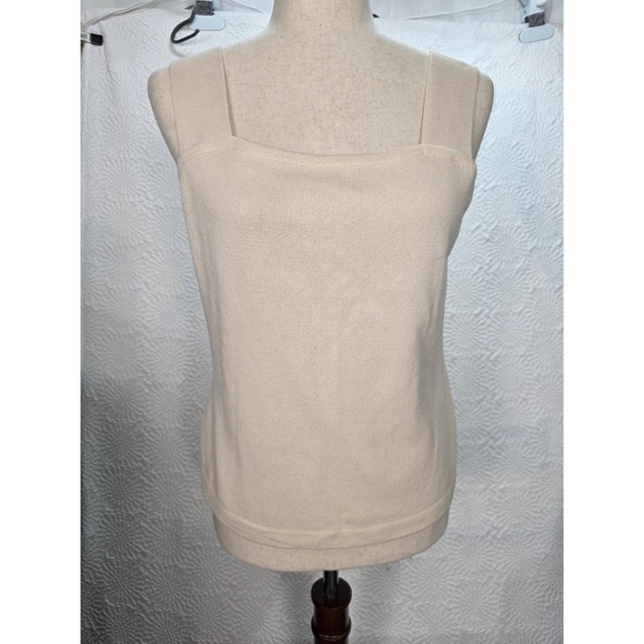 St. John Tops - St John Knit Tank Top Women Small Cream Good Vintage Square Neck USA Minimalist